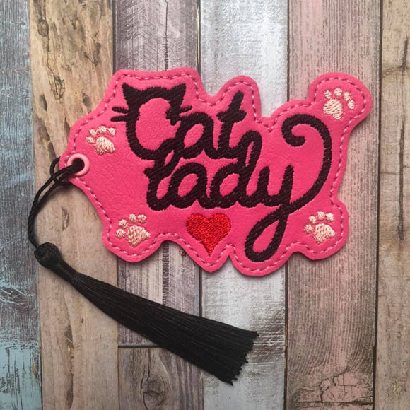 ITH Digital Embroidery Pattern for Cat Lady Bookmark, 4X4 Hoop