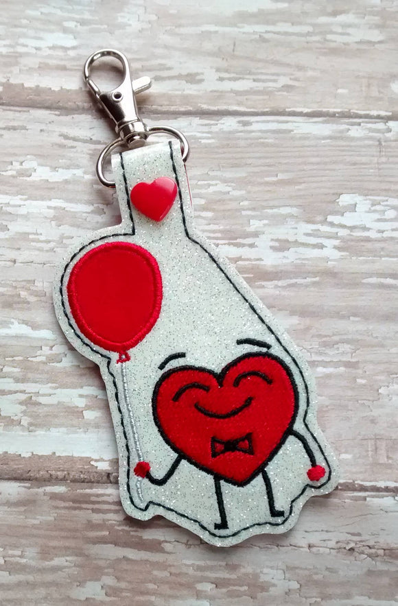 ITH Digital Embroidery Pattern for Love My Balloon Applique Snap Tab / Keychain, 4X4 Hoop