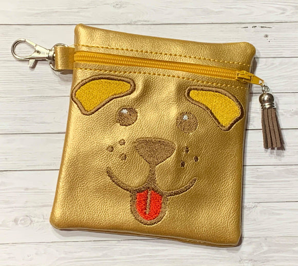 ITH Digital Embroidery Pattern for Pup Flop Ears Cash Card Tall 4.5 X 5 Zipper Pouch, 5X7 Hoop