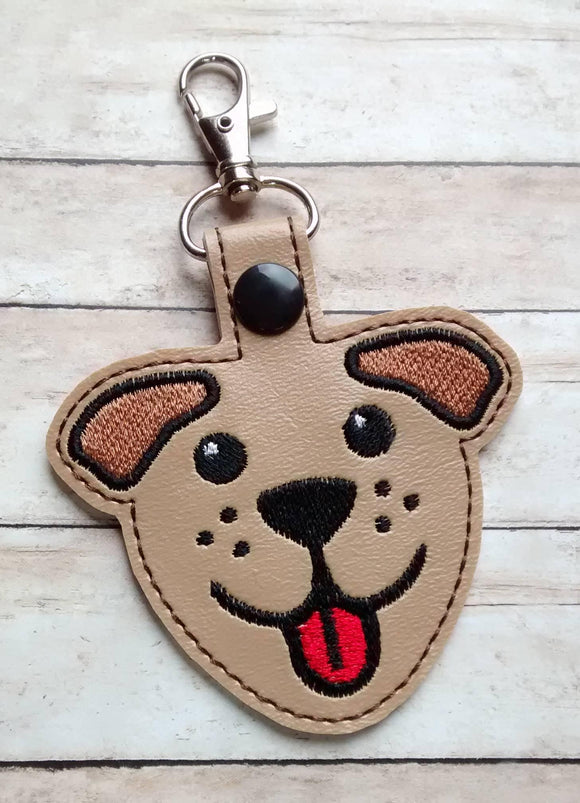 ITH Digital Embroidery Pattern for Pup Flop Ears Snap Tab / Keychain, 4X4 Hoop