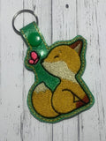 ITH Digital Embroidery Pattern for Lil Fox Snap Tab / Keychain, 4X4 Hoop