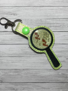 ITH Digital Embroidery Pattern for Magnifying Glass Applique Snap Tab/ Keychain, 4X4 Hoop