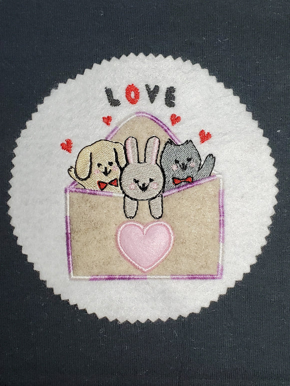ITH Digital Embroidery Pattern for Love Friends Envelope Applique 4X4 Stand Alone, 4X4 Hoop