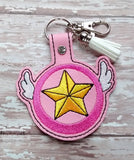ITH Digital Embroidery Pattern for Sakura Wand Star Snap Tab / Keychain, 4X4 Hoop
