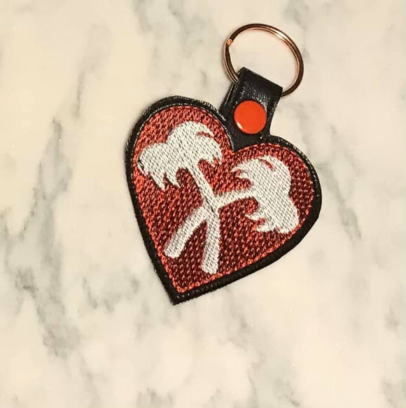 ITH Digital Embroidery Pattern for Love In and Out Trees Snap Tab / Key Chain, 4X4 Hoop