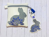 ITH Digital Embroidery Pattern for Sketch Bunny Burst Snap Tab / Keychain, 4X4 Hoop