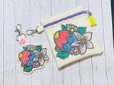 ITH Digital Embroidery Pattern for Floral Easter Egg Snap Tab / Keychain, 4X4 Hoop