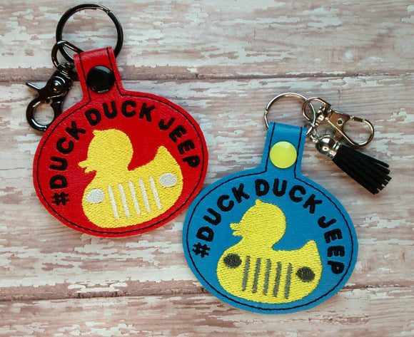 ITH Digital Embroidery Pattern for #Duck Duck Jeep Snap Tab / Keychain, 4X4 Hoop