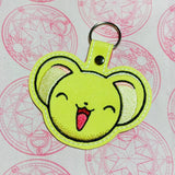 ITH Digital Embroidery Pattern for Kero Face Snap Tab / Keychain, 4X4 Hoop