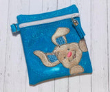 ITH Digital Embroidery Pattern for Corner Bunny Cash Card Tall Zipper Pouch, 5X7 Hoop