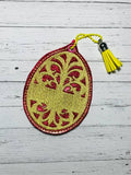 ITH Digital Embroidery Pattern for Flure Egg Bookmark, 4Xe Hoop