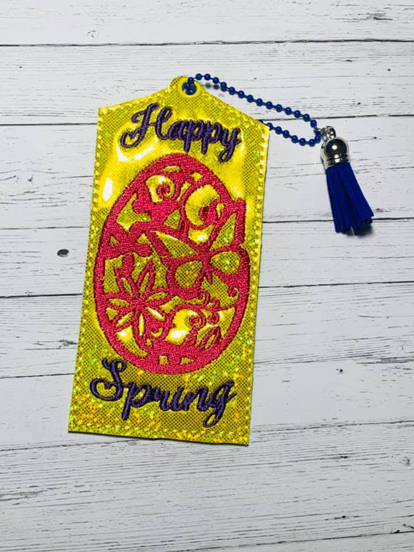 ITH Digital Embroidery Pattern for Butterfly Egg Happy Spring Bookmark, 4X4 Hoop