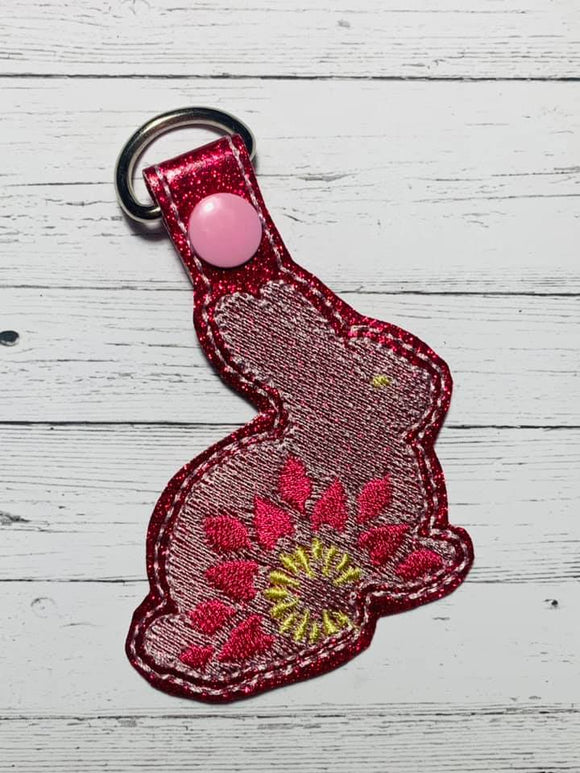ITH Digital Embroidery Pattern for Sketch Bunny Burst Snap Tab / Keychain, 4X4 Hoop