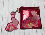 ITH Digital Embroidery Pattern for Sketch Bunny Burst Cash Card Tall Zipper Pouch, 5X7 Hoop