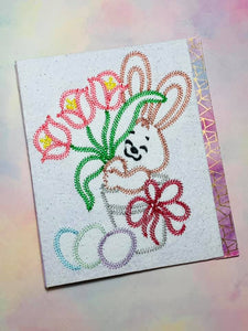 ITH Digital Embroidery Pattern for Bunny in Bucket Stem Stitch Stand Alone Design , 5X7 Hoop