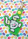 ITH Digital Embroidery Pattern for Corner Bunny Snap Tab / Keychain, 4X4 Hoop