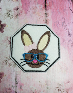 ITH Digital Embroidery Pattern for She Bunny Head Coaster, 4X4 Hoop