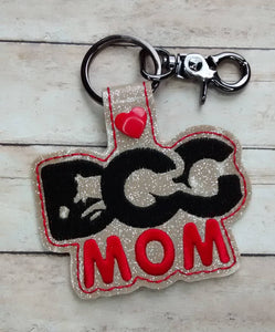 ITH Digital Embroidery Pattern for Dog Mom Snap Tab / Keychain, 4X4 Hoop