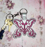 ITH Digital Embroidery Pattern for Music Note Butterfly Snap Tab / Key chain, 4X4 Hoop