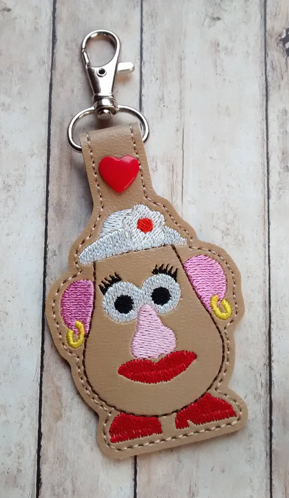 ITH Digital Embroidery Pattern for Mrs Potato Head Snap Tab / Keychain, 4X4 Hoop