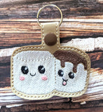 ITH Digital Embroidery Pattern for Marshmallow Couple Snap Tab/Keychain, 4X4 Hoop