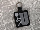 ITH Digital Embroidery Pattern for Stick Figure FU Snap Tab / Keychain, 4X4 Hoop