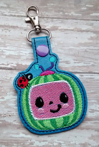 ITH Digital Embroidery Pattern for Cocomelon Snap Tab / Keychain, 4X4 Hoop
