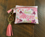ITH Digital Embroidery Pattern for Best Mom Ever with Hearts Cash Card Zipper Pouch 4.8X3.9, 5X7 Hoop