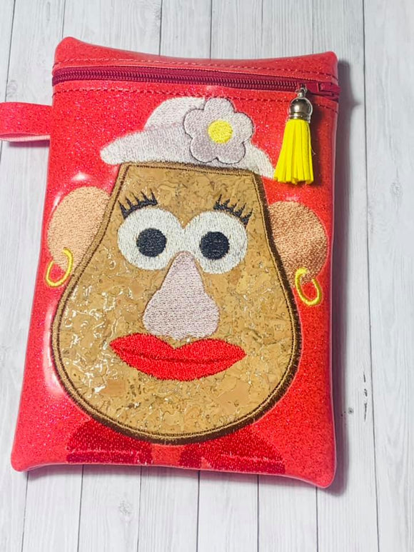 ITH Digital Embroidery Pattern for Mrs Potato Head Applique 5X7 Lined Zipper Bag, 5X7 Hoop