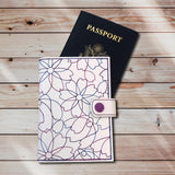 ITH Digital Embroidery Pattern for Floral Motif 2 Passport Cover with Snap Tab, 6X10 Hoop
