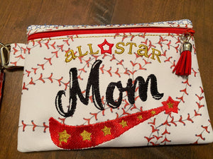 ITH Digital Embroidery Pattern for All Star Mom 5X7 Zipper Bag Lined, 5X7 Hoop