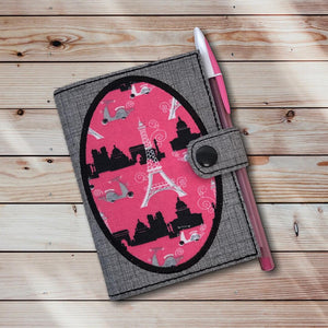 ITH Digital Embroidery Pattern for Oval Applique Mini Comp Notebook Cover with Snap Tab, 6X10 Hoop