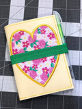 ITH Digital Embroidery Pattern for Mini Comp Notebook Cover with Heart Applique, 5X7 Hoop