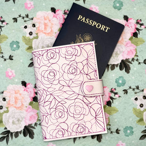 ITH Digital Embroidery Pattern for Rose Motif Passport with Snap Tab, 6X10 Hoop