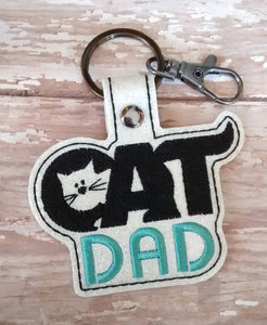 ITH Digital Embroidery Pattern for Cat DAD Snap Tab / Key Chain, 4X4 Hoop