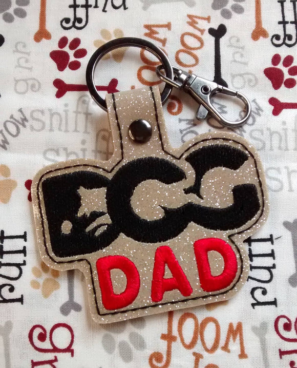 ITH Digital Embroidery Pattern for Dog Dad Snap Tab / Key Chain, 4X4 Hoop