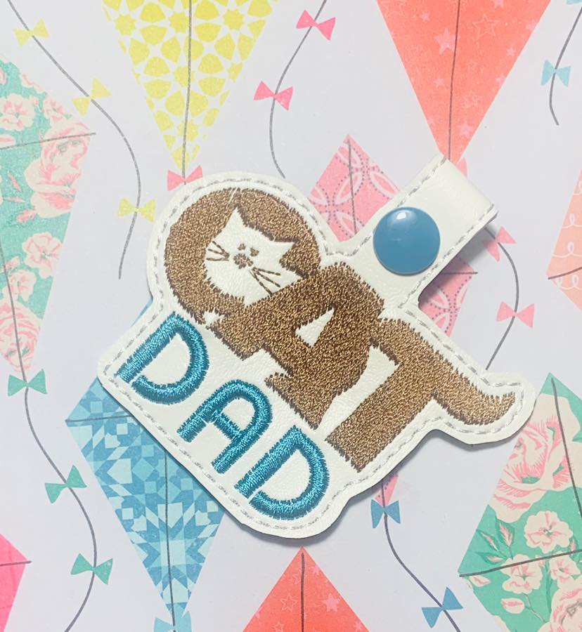ITH Digital Embroidery Pattern for Cat DAD Snap Tab / Key Chain, 4X4 H ...