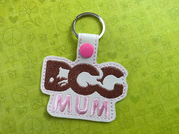 ITH Digital Embroidery Pattern for Dog Mum Snap Tab / Keychain, 4X4 Hoop