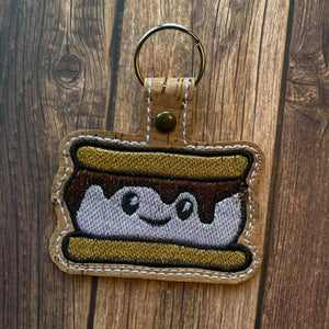 ITH Digital Embroidery Pattern for S'more Snap Tab / Keychain, 4X4 Hoop