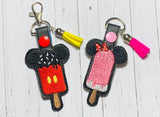 ITH Digital Embroidery Pattern for Mr Mousesicle Snap Tab / Key Chain, 4X4 Hoop