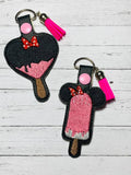 ITH Digital Embroidery Pattern for Ms Mouse Heartsicle Snap Tab / Key Chain, 4X4 Hoop