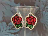ITH Digital Embroidery Pattern for Rose Earrings I , 4X4 Hoop