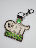 ITH Digital Embroidery Pattern for Cat Mam Snap Tab / Key Chain, 4X4 Hoop