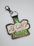 ITH Digital Embroidery Pattern for Dog Mam Snap Tab / Key Chain, 4X4 Hoop