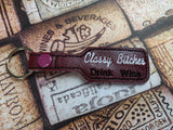 ITH Digital Embroidery Pattern for Classy Bitches Drink Wine Snap Tab / Key Chain, 4X4 Hoop