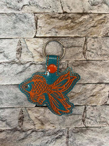 ITH Digital Embroidery Pattern for Goldfish I Snap Tab / Key Chain, 4X4 Hoop