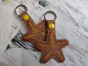 ITH Digital Embroidery Pattern for Starfish 1 Snap Tab / Key Chain, 4X4 Hoop