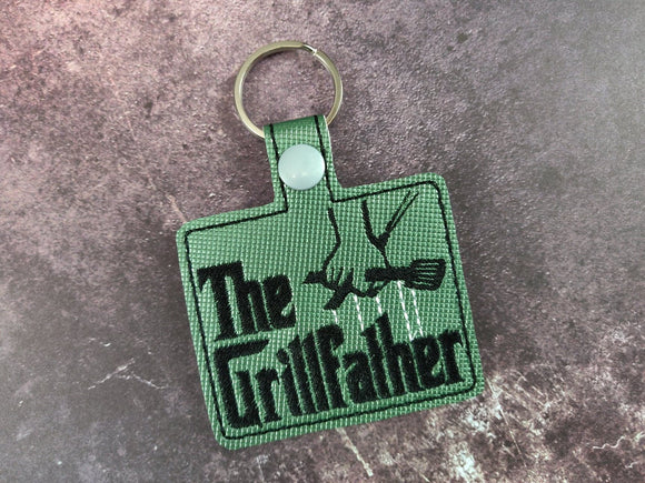 ITH Digital Embroidery Pattern for The Grillfather Snap Tab / Key Chain, 4X4 Hoop