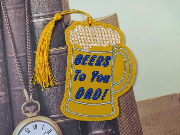 ITH Digital Embroidery Pattern for Beer's To You DAD Beer Mug Bookmark, 4X4 Hoop