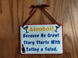 ITH Digital Embroidery Pattern for Alcohol No Great Story Starts... Embroidered Sign, 5X7 Hoop
